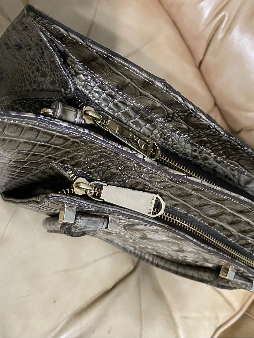 LKNW Brahmin Olive Green Greta Satchel w/Strap Melbourne Leather - Picture 3 of 14